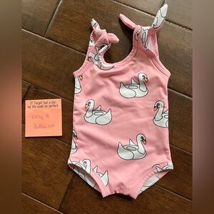 Pink Swan Kids Swim One Piece
